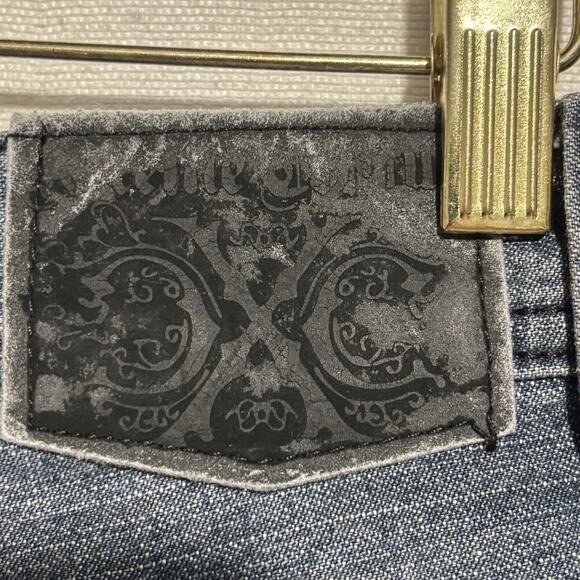 Xtreme Couture Jeans 30 x 32 Y2K Biker Embroidered Flip Pockets Straight Leg - Picture 14 of 16